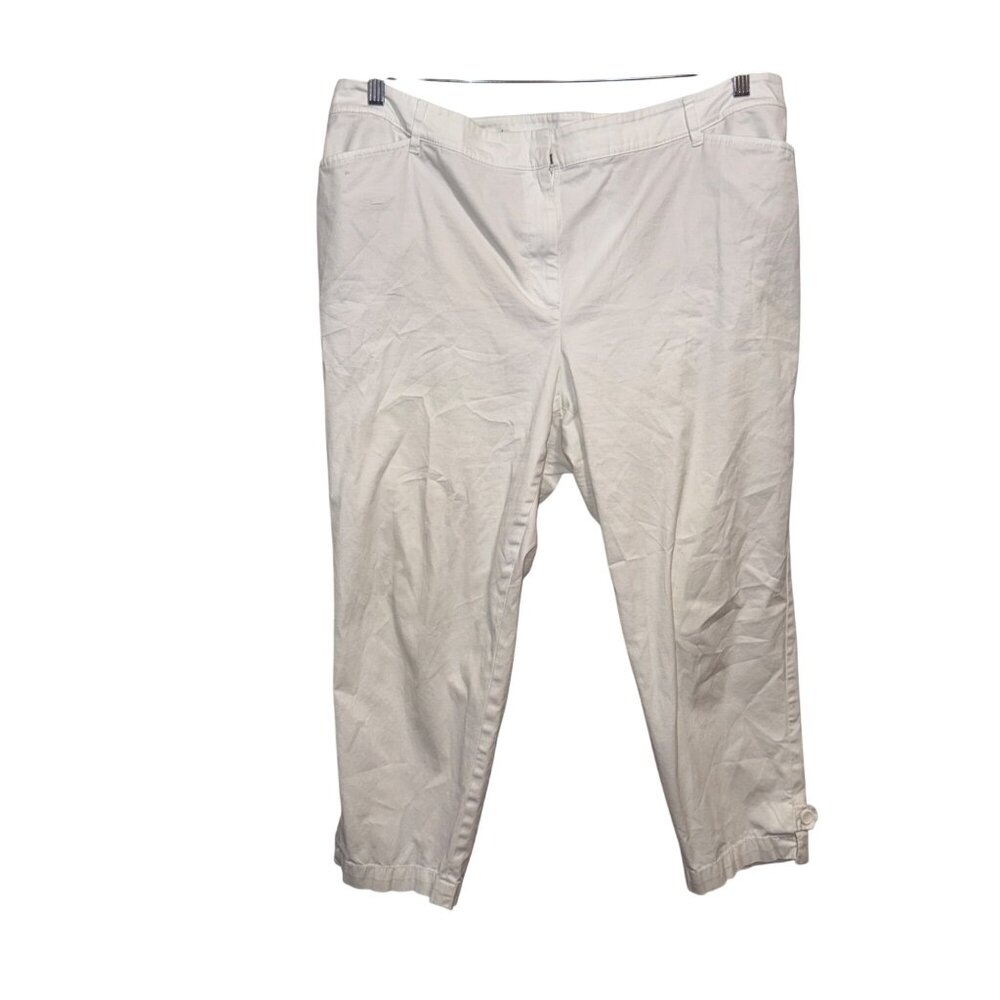 Talbots Womens White Perfect Crop Pants Size 18W